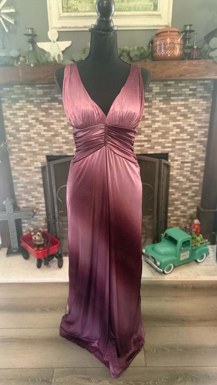 City Triangles Ombre Sparkle Formal Maxi Dress Size 3 Pink Purple